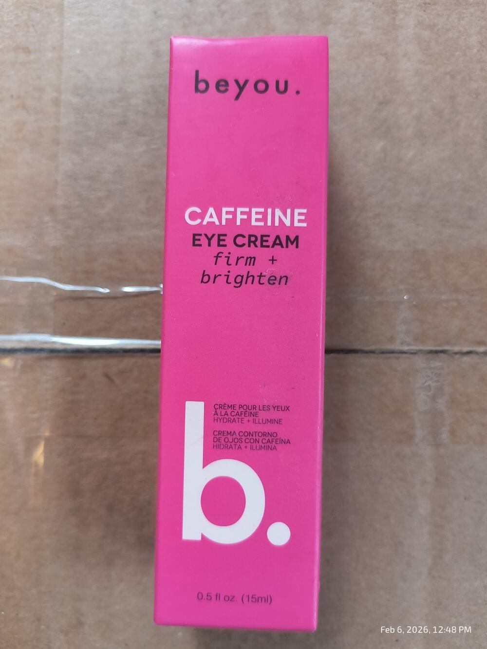 Beyou Caffeine Eye Cream Firm + Brighten 15ml/0.5oz Fragrance Free Exp 2027 READ